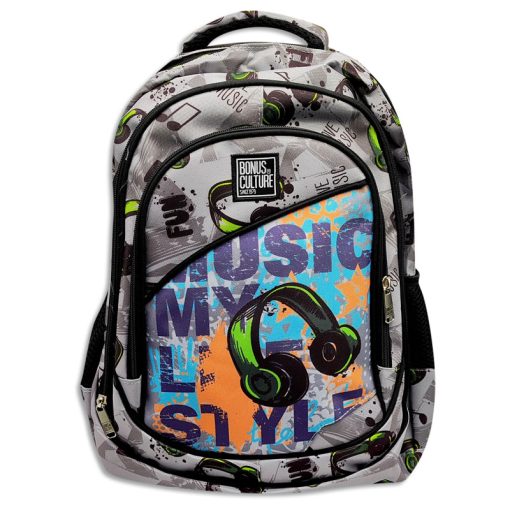 Mochila Bonus® Culture 3 cierres con bolsillo al frente y bolsillo de red al costado