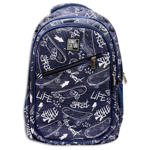 Mochila Bonus® Culture 3 cierres con bolsillo al frente y bolsillo de red al costado